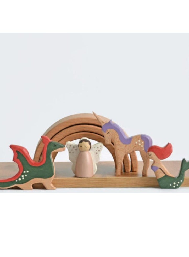 بيرتش آند باغز مجموعة المخلوقات الغامضة مكونة من 4 ألعاب خشبية لحيوانات الغابة - مجموعة كاملة من 4 قطع من خشب الصنوبر الطبيعي - Image 3