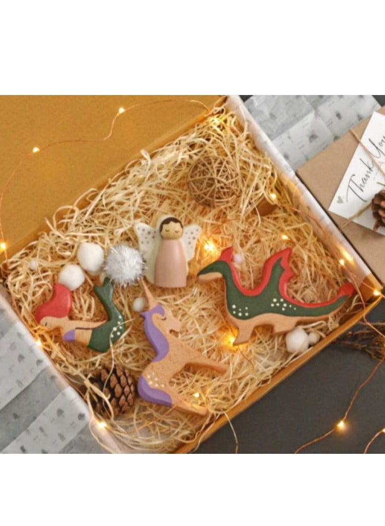 بيرتش آند باغز مجموعة المخلوقات الغامضة مكونة من 4 ألعاب خشبية لحيوانات الغابة - مجموعة كاملة من 4 قطع من خشب الصنوبر الطبيعي - Image 4