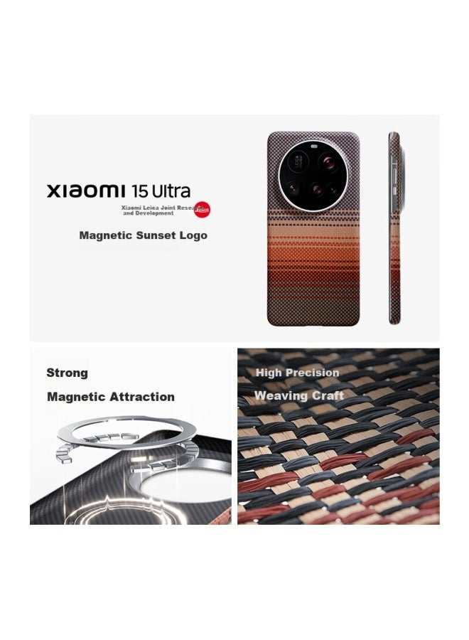 WP W&p Kevlar Phone Case For Xiaomi 15 Ultra, Sunset Style Magnetic Ultra-thin Lens Protection Aramid Fiber High-end Full Coverage Case For Xiaomi 15 Ultra - Image 5