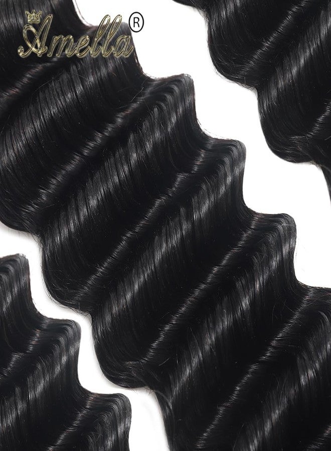 أميلا حزم شعر أميلا الطبيعي، حزم شعر مموجة عميقة فضفاضة، 10-12-14 بوصة، شعر برازيلي بكر طبيعي 100% غير معالج، لون أسود - Image 5