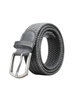 Stretch Belt for Men, 43.3 inch Mens Gift Canvas Elastic Fabric Woven Braided Web Belts for Golf Casual Pants Shirts Jeans (Light grey)