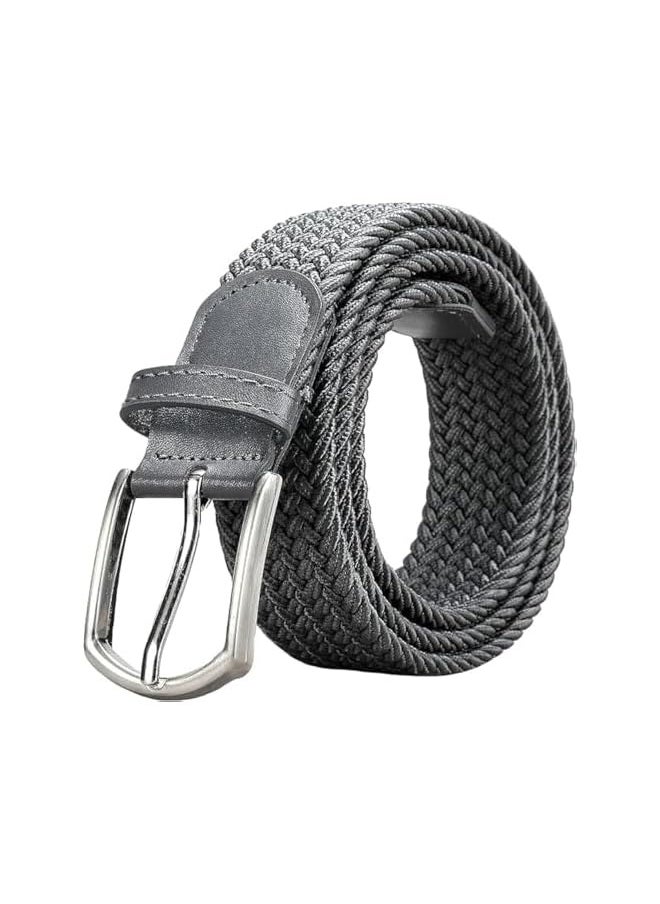 PROMASS - Stretch Belt for Men, 43.3 inch Mens Gift Canvas Elastic Fabric Woven Braided Web Belts for Golf Casual Pants Shirts Jeans (Light grey) - Image 1