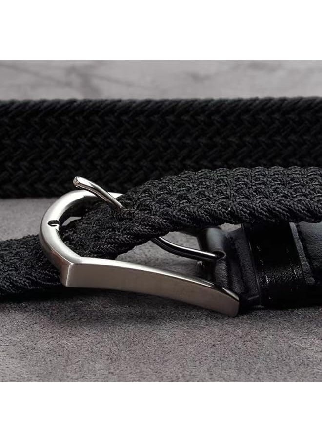 PROMASS - Stretch Belt for Men, 43.3 inch Mens Gift Canvas Elastic Fabric Woven Braided Web Belts for Golf Casual Pants Shirts Jeans (Light grey) - Image 1