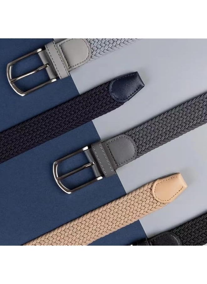 PROMASS - Stretch Belt for Men, 43.3 inch Mens Gift Canvas Elastic Fabric Woven Braided Web Belts for Golf Casual Pants Shirts Jeans (Light grey) - Image 1