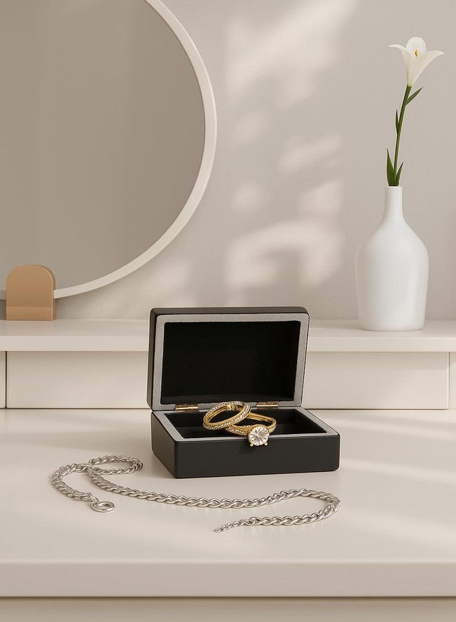 VR SOURCING Handcrafted Black Marble Jewelry Box with Hinged Lid – Elegant Decorative Storage Box for Rings, Trinkets & Keepsakes