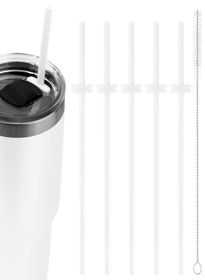 PEUTIER 5PCS Silicone Straw for Yeti Rambler 30/20/10oz，Reusable Plastic Straws and Cleaning Brush for Yeti Tumbler with Magslider Lid ，Yeti Accessories，Replacement Drinking Straws，BPA Free (White) - Image 1