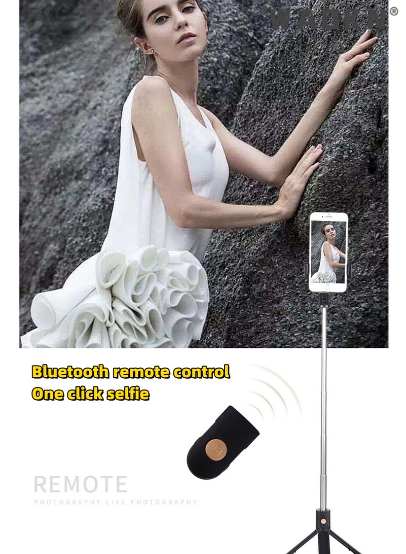 WAOKN Gimbal Stabilizer for Smartphone Extendable Selfie Stick Tripod with Wireless Remote and Auto-Balance Phone Holder for All Cell Phone, 360° Rotation Tripod with Wireless Remote, Portable Phone Holder, Auto Balance 1-Axis Gimbal for Smartphones Tiktok Vlog Youtuber Live Video Record - Image 3