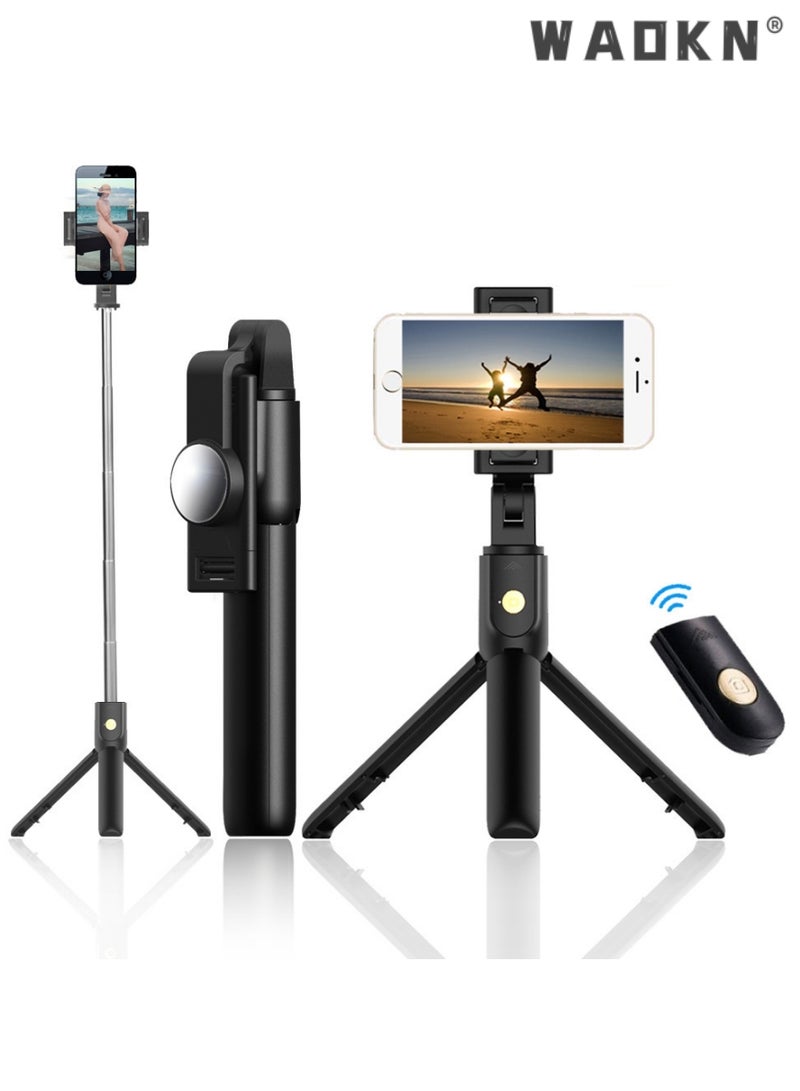 WAOKN Gimbal Stabilizer for Smartphone Extendable Selfie Stick Tripod with Wireless Remote and Auto-Balance Phone Holder for All Cell Phone, 360° Rotation Tripod with Wireless Remote, Portable Phone Holder, Auto Balance 1-Axis Gimbal for Smartphones Tiktok Vlog Youtuber Live Video Record - Image 2