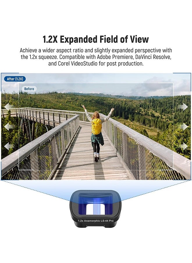 Neewer NEEWER 1.2X Blue Anamorphic Lens Compatible with DJI Osmo Pocket 3 and Accessories Creator Combo, Blue Cinematic Effect Large Screen, HD Magnetic Optical Glass Lens for Video  - Image 2