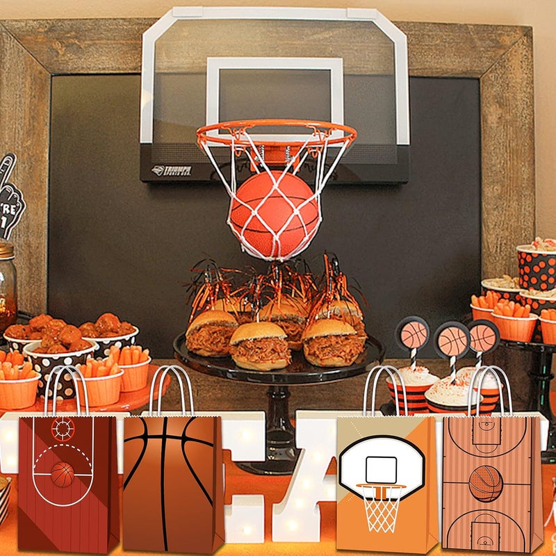 BQK 16 PCS Basketball Gift Bags with Handles for Basketball Birthday Party Supplies, Basketball Party Favor Bags Candy Treats Bags, Basketball Goodie Bags for Kids Boys Girls - Image 2
