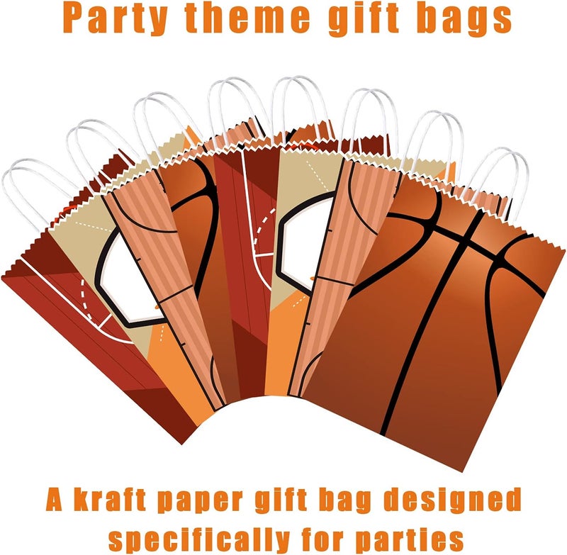 BQK 16 PCS Basketball Gift Bags with Handles for Basketball Birthday Party Supplies, Basketball Party Favor Bags Candy Treats Bags, Basketball Goodie Bags for Kids Boys Girls - Image 5