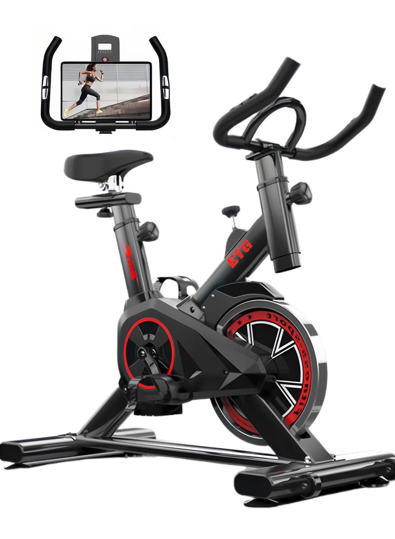إي تي جي دراجة تمارين رياضية، دراجة تمارين رياضية منزلية مزودة بشاشة LCD ومقعد احترافي وحامل محمول 85*45*102 سم - Image 1