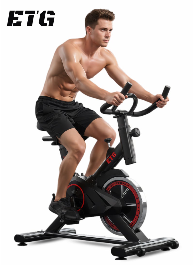 إي تي جي دراجة تمارين رياضية، دراجة تمارين رياضية منزلية مزودة بشاشة LCD ومقعد احترافي وحامل محمول 85*45*102 سم - Image 2