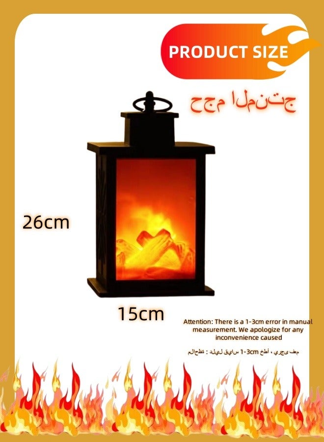 Loquat LED Simulation Carbon Fire Flame Lamp， Fireplace Lanterns Decorative ，Flameless Portable Led Lantern ，Fashion Retro Wind Fireplace Lamp ，Portable Decoration，For Garden, Living Room Park - Image 2
