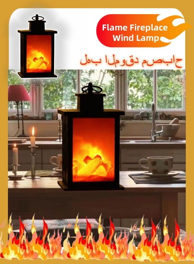 Loquat LED Simulation Carbon Fire Flame Lamp， Fireplace Lanterns Decorative ，Flameless Portable Led Lantern ，Fashion Retro Wind Fireplace Lamp ，Portable Decoration，For Garden, Living Room Park - Image 1