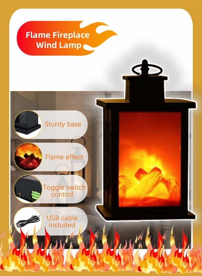 Loquat LED Simulation Carbon Fire Flame Lamp， Fireplace Lanterns Decorative ，Flameless Portable Led Lantern ，Fashion Retro Wind Fireplace Lamp ，Portable Decoration，For Garden, Living Room Park - Image 4