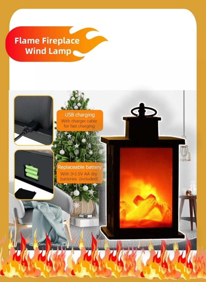 Loquat LED Simulation Carbon Fire Flame Lamp， Fireplace Lanterns Decorative ，Flameless Portable Led Lantern ，Fashion Retro Wind Fireplace Lamp ，Portable Decoration，For Garden, Living Room Park - Image 5