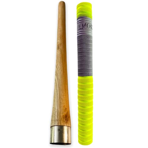 LIVOX Ring Texture Bat Handle Rubber Grips with Cone Better Shock Absorption Cricket Accessories, 1 Bat Grip and 1 Wooden Cone - Image 1