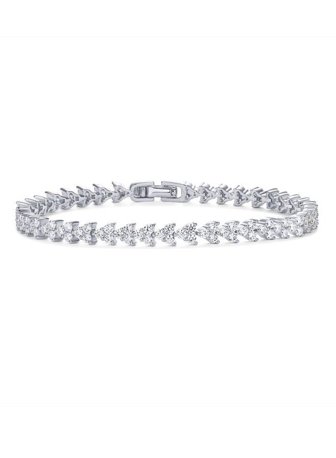 PAVOI 14K-18K Gold Plated Simulated Diamonds Bezel Set Tennis Bracelets for Women - Cubic Zirconia Stones Trillion Trinity Radiant Cut Round Pear Heart Statement Bride Gold Bracelet Stack - Sizes - Image 1