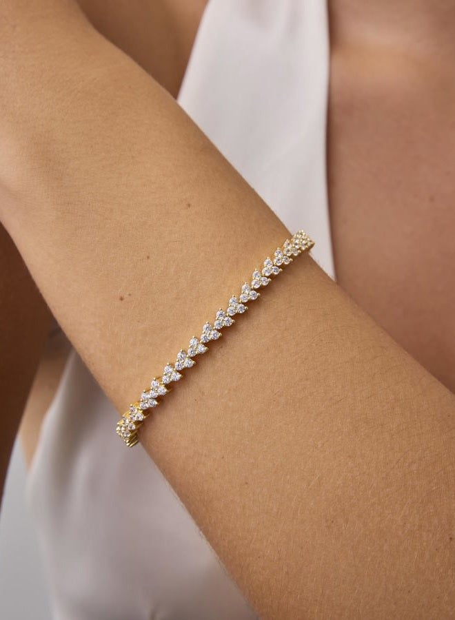 PAVOI 14K-18K Gold Plated Simulated Diamonds Bezel Set Tennis Bracelets for Women - Cubic Zirconia Stones Trillion Trinity Radiant Cut Round Pear Heart Statement Bride Gold Bracelet Stack - Sizes - Image 2