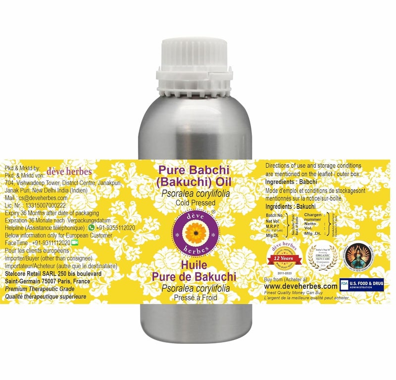 Deve Herbes Deve Herbes Pure Babchi Bakuchi Oil Psoralea corylifolia Cold Pressed Natural Undiluted For Diluting Essential Oils For Skin Massage Men Women 300ml  - Image 2