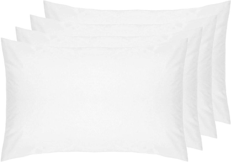 DTEX HOMES Pillow Cases 4 pack Easy Care Soft Brushed Microfiber Shrinkage and Fade Resistant white pillow cases 4 x Standard Size Pillow Cases 50 x 75cm