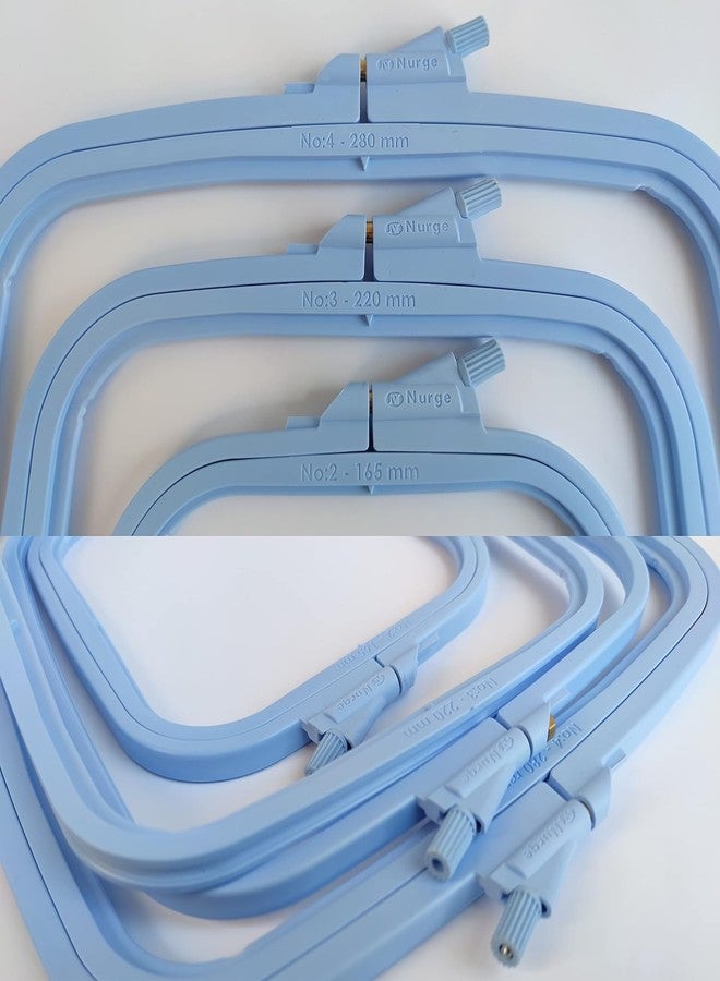 Nurge Blue 3 Pcs Set Plastic Square Embroidery Hoop, Cross Stitch Hoops, Punch Needle Hoop (3 Pcs) - Image 3