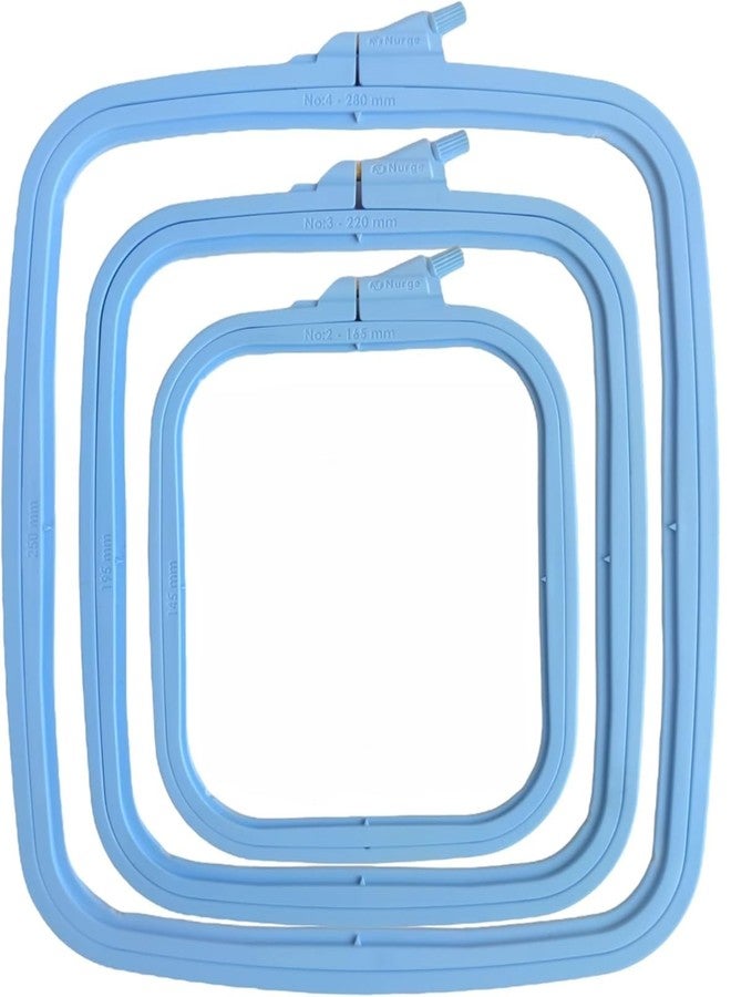 Nurge Blue 3 Pcs Set Plastic Square Embroidery Hoop, Cross Stitch Hoops, Punch Needle Hoop (3 Pcs) - Image 2