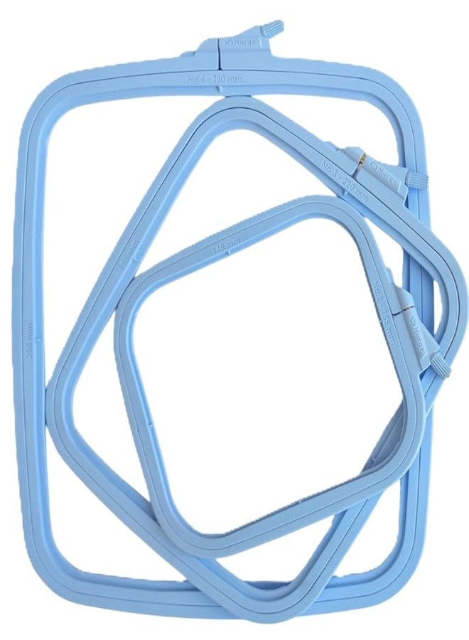 Nurge Blue 3 Pcs Set Plastic Square Embroidery Hoop, Cross Stitch Hoops, Punch Needle Hoop (3 Pcs) - Image 1