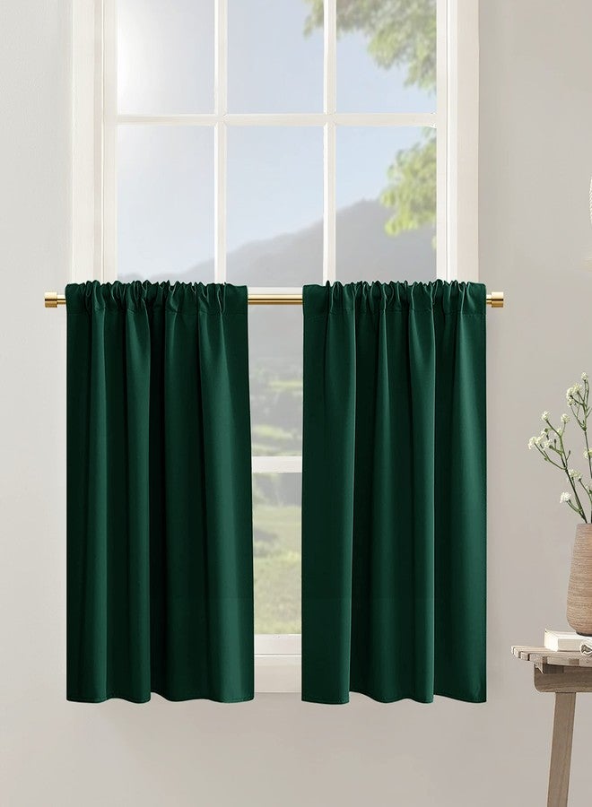 PANELSBURG Dark Green Bathroom Curtain,Moody Green Bathroom Decor,Matching Shower Window Curtains for Bath Room,36 Inch Length,Forest Green - Image 1