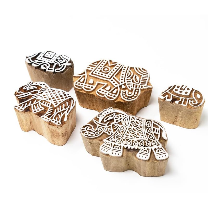 TWOGRAMS | Set of 5 | Wooden Indian Traditional Design Printing Stamps/Blocks for Printing Saree Border/Dresses/Craft Card Making/Scrapbook/Clay Pottery - Image 2