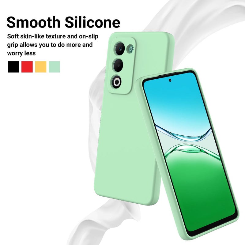 إيروريكس جراب هاتف OPPO A5 4G / 5G Global / A5i Pro 4G بلون سادة من السيليكون السائل المقاوم للسقوط بتغطية كاملة (أخضر) - Image 3