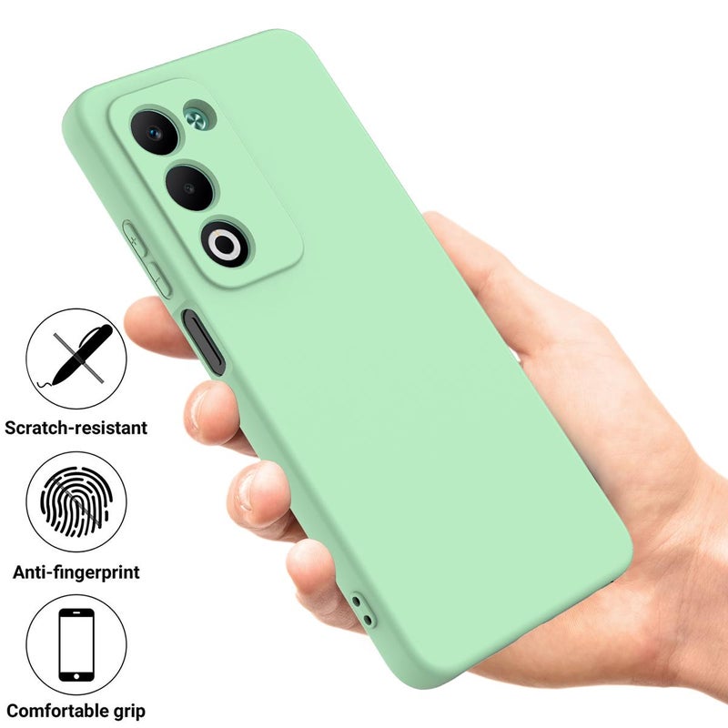 إيروريكس جراب هاتف OPPO A5 4G / 5G Global / A5i Pro 4G بلون سادة من السيليكون السائل المقاوم للسقوط بتغطية كاملة (أخضر) - Image 2