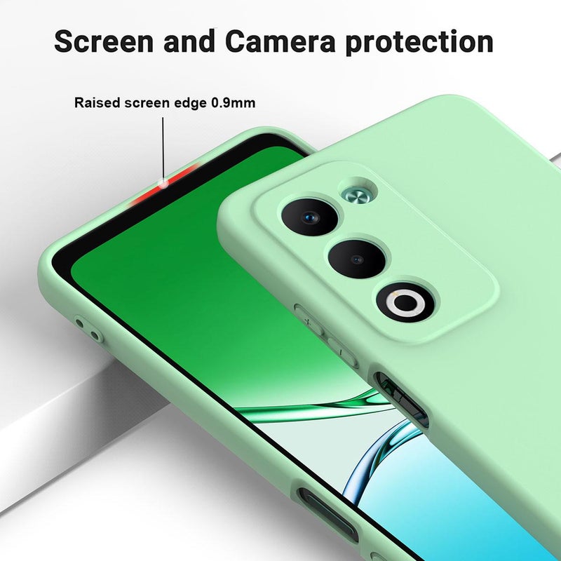 إيروريكس جراب هاتف OPPO A5 4G / 5G Global / A5i Pro 4G بلون سادة من السيليكون السائل المقاوم للسقوط بتغطية كاملة (أخضر) - Image 4