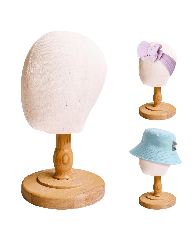 CHADWICK UnPinnable Baby Mannequin Head Wig Head Stand for Kids Plastic Model Head for Hats Wigs Glasses Scarves Display Baby Girl Children Hat Stands Canvas Block Manikin Head for Home Salon