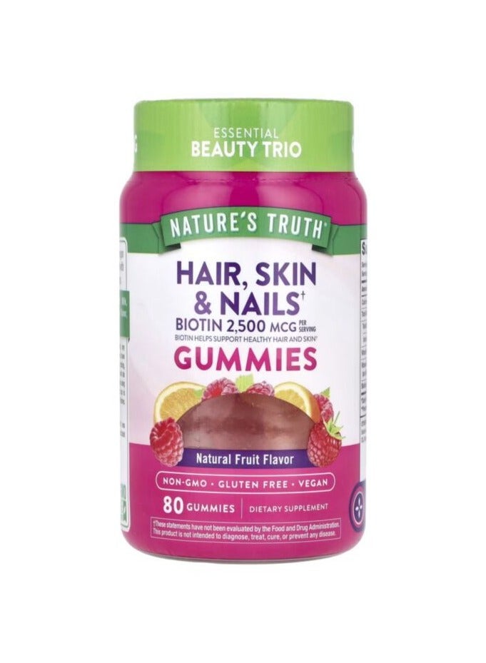 نايتشورز تروث Nature's Truth Hair, Skin, Nails Natural Fruit Flavored Gummies, 80 Count - Image 1