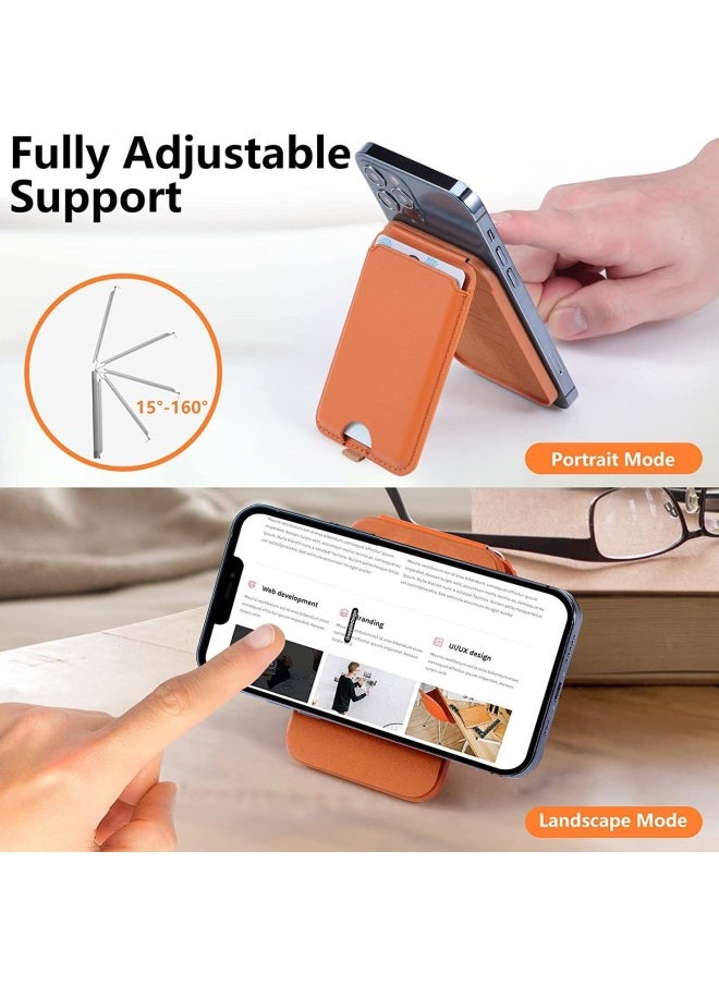 For Iphone16 Mobile Phone Magnetic Card Holder MagSafe Card Holder For Apple Universal PU Multifunctional Wallet-Color:Orange-Applicable Model:Magnetic Card Package (PU)