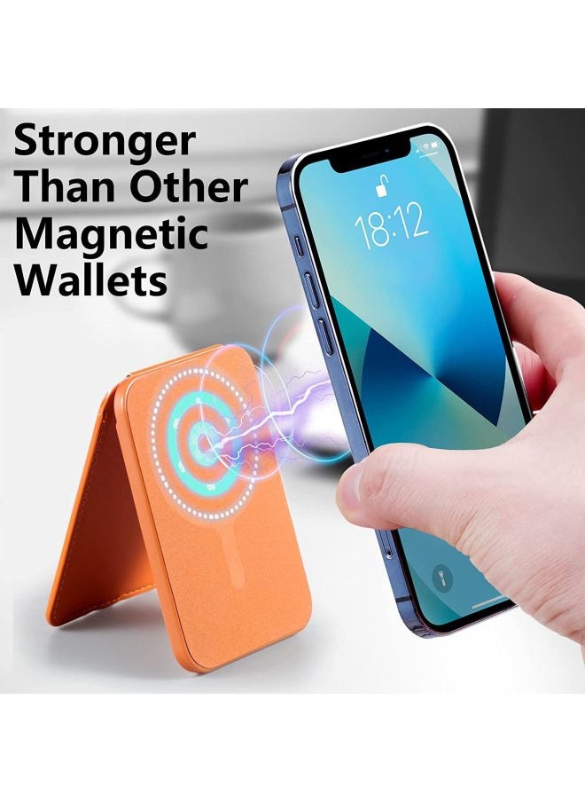 For Iphone16 Mobile Phone Magnetic Card Holder MagSafe Card Holder For Apple Universal PU Multifunctional Wallet-Color:Orange-Applicable Model:Magnetic Card Package (PU)