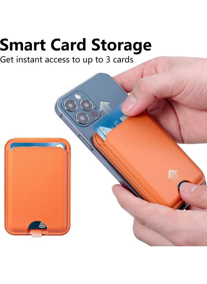For Iphone16 Mobile Phone Magnetic Card Holder MagSafe Card Holder For Apple Universal PU Multifunctional Wallet-Color:Orange-Applicable Model:Magnetic Card Package (PU)