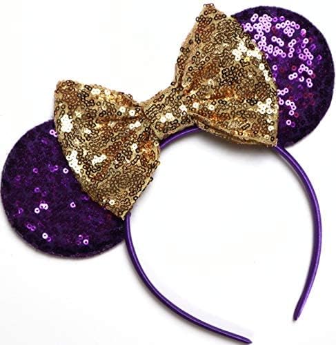CLGIFT Rapunzel Inspired Minnie Ears, Tangled Minnie Ears, Princess Rapunzel (Purple gold bow) - Image 3