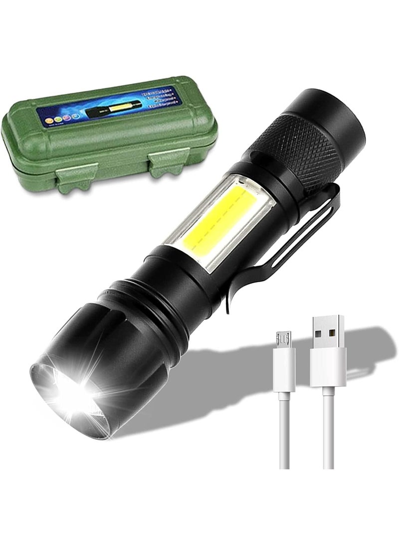 USB Rechargeable LED Flashlight - Zoomable With Telescopic Function Waterproof for Camping and Emergency - Image 1