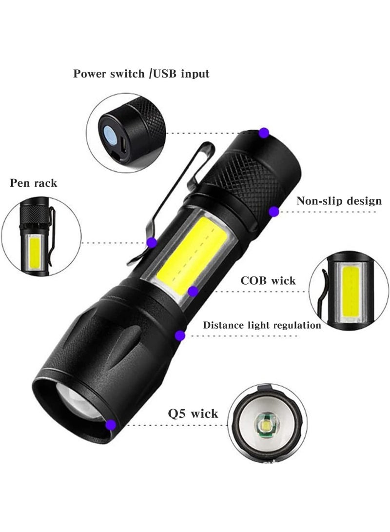 USB Rechargeable LED Flashlight - Zoomable With Telescopic Function Waterproof for Camping and Emergency - Image 3