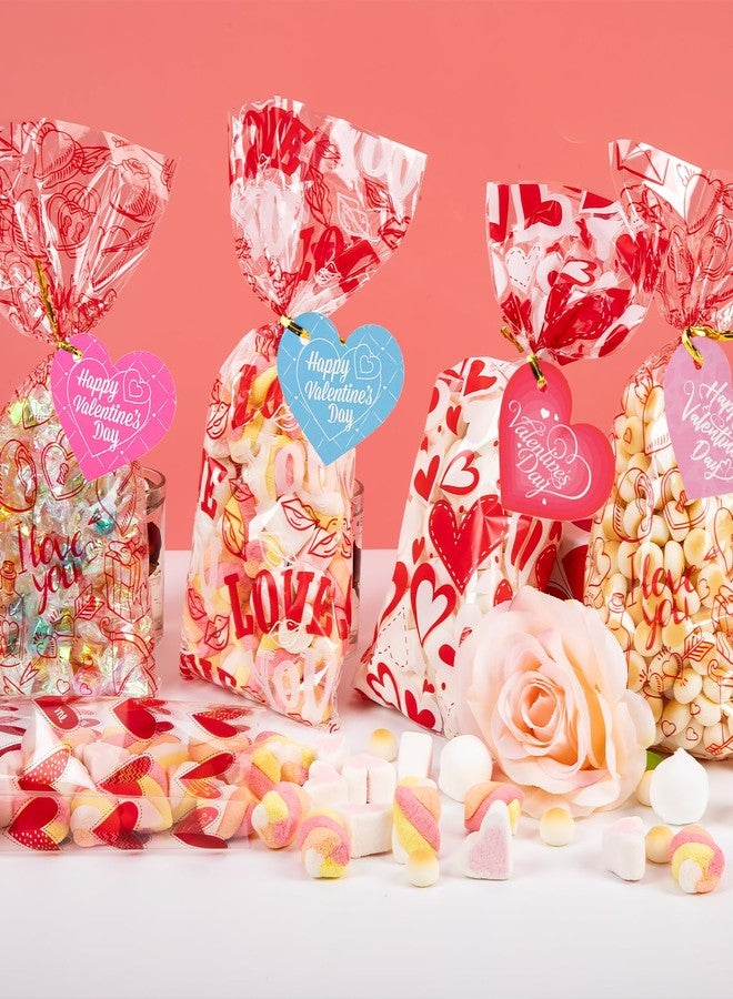 CUDICY Valentine Treat Bags 5x11 with 120PCS Gift Tags Heart 120PCS Cellophane Bags for Cookie Candy Goodie Party Favors, Valentines Day Birthday Wedding Supplies - Image 3