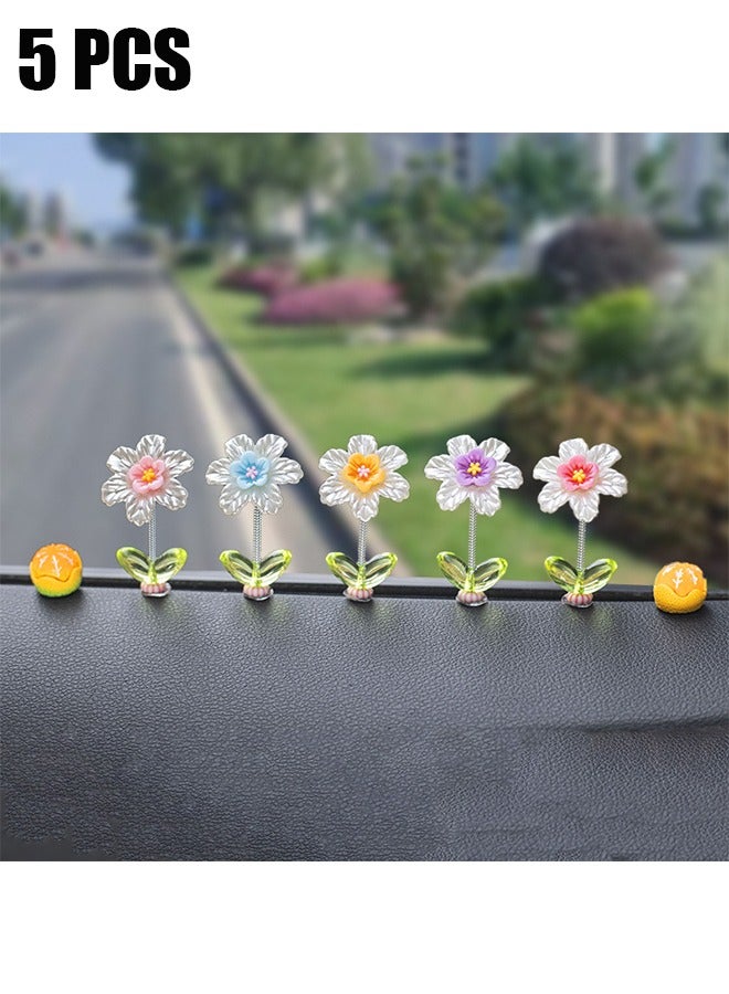 اتش واي 5 قطع كريستال الصباح المجد زهرة مركز السيارة الحلي - لوحة القيادة وإكسسوارات الديكور الداخلي - Image 1