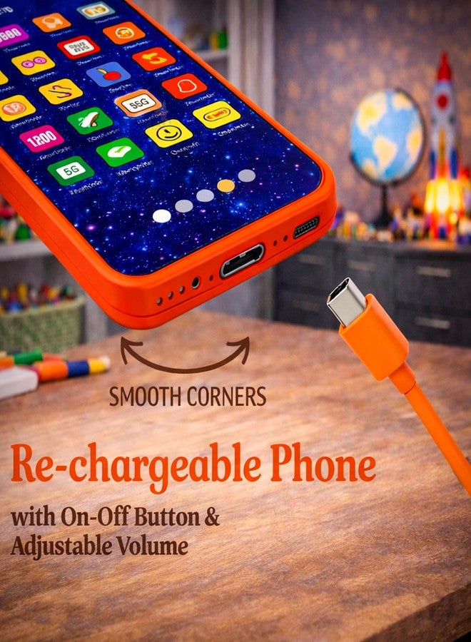 Wishkey Edu Phone for Kids Astronaut Theme 28 Functions Rechargeable Educational Learning Mobile Toy with 22 Features English & Hindi Language Toddler Learning Phone for Boys & Girls Age 2+ - Image 4