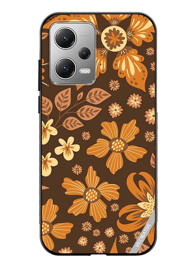 VR CREATIVE Protective Case Cover For Xiaomi Redmi Note 12 Brown Flowers Design Multicolour - Image 1