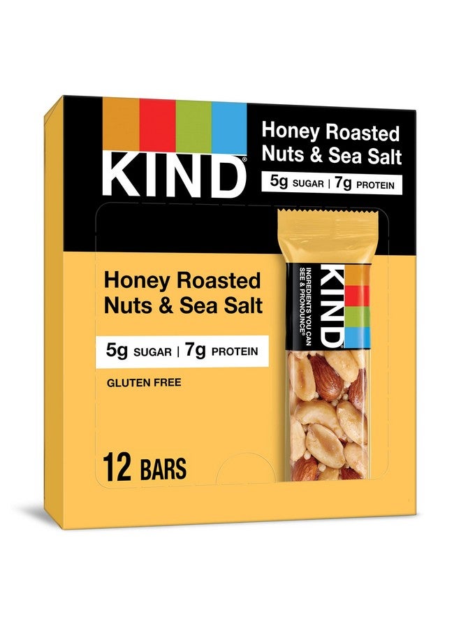 KIND Nut Bars, Honey Roasted Nuts & Sea Salt, Good Source of Fiber, Gluten Free, Low Sugar, 7g Protein, 12 Count - Image 1
