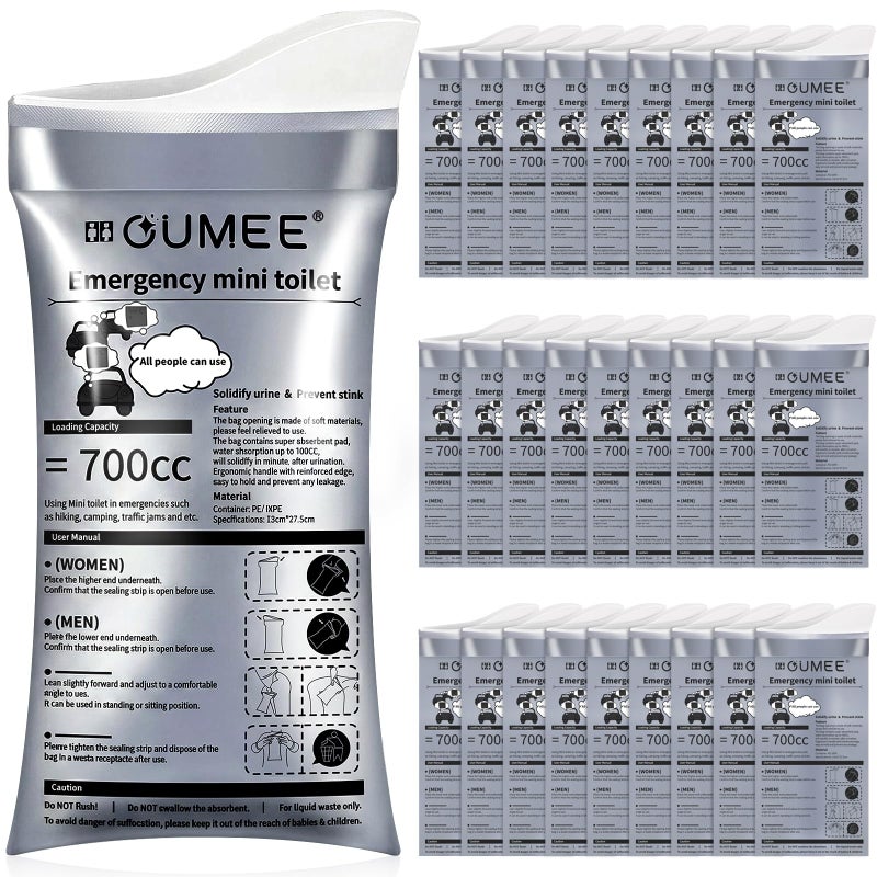 OUMEE 282320128 Pack Disposable Urine Bags 700ML Travel Pee Bags Unisex Urinal Bag Vomit Bag for Travel Traffic Jam Emergency Portable Camping Urinal Bags for Men Women 8 - Image 2