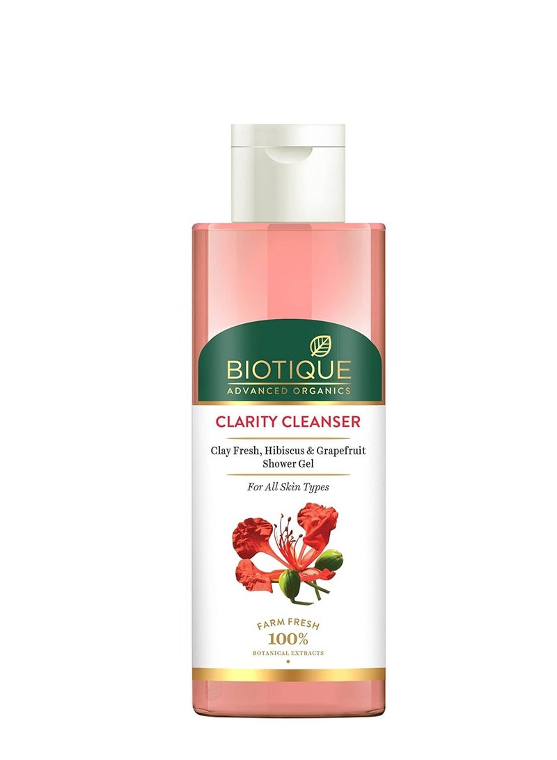 Biotique Advanced Organics Clarity Cleanser Clay Fresh, Hibiscus & Grapefruit Shower Gel 200Ml - Image 2