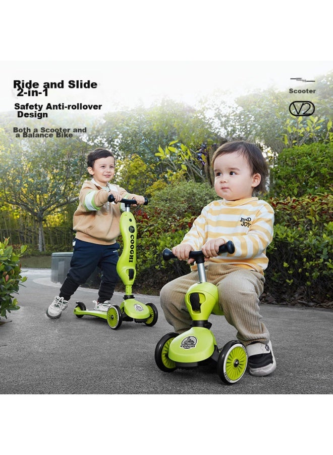 COOGHI Kuyi Children's 2-in Multifunctional Scooter, Gravity Steering, Quiet, Wear-resistant, Birthday Gift, Classic Gray - Image 3
